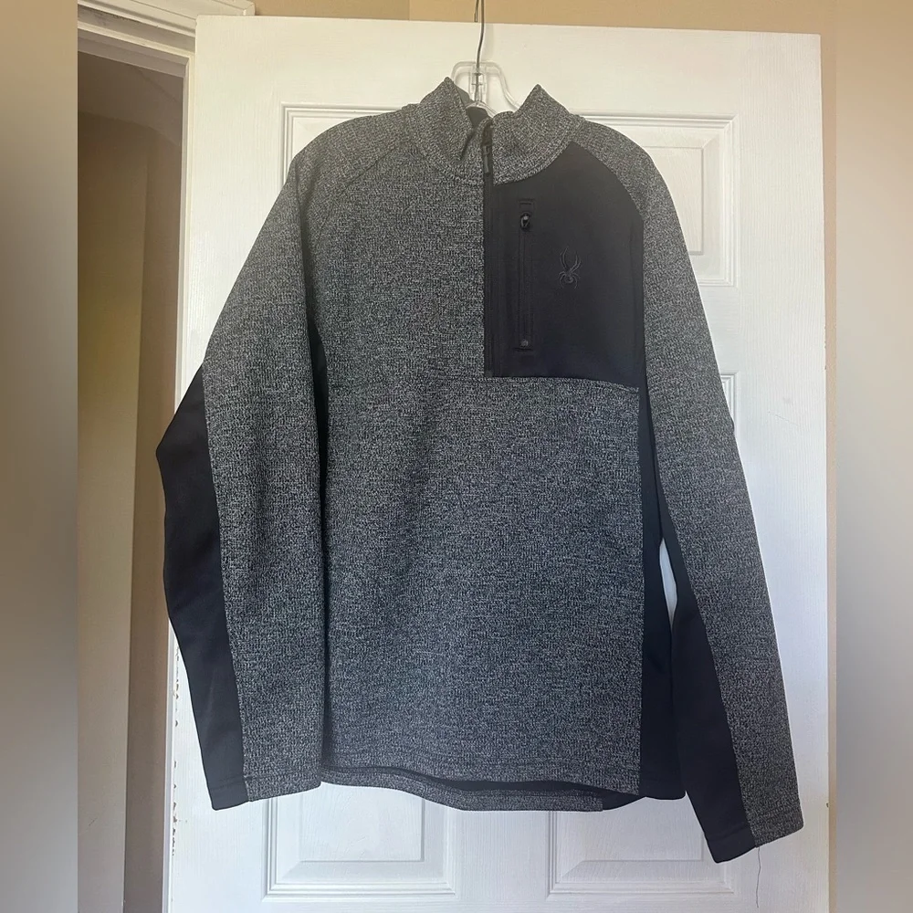 Spyder Men’s Gait Knit Half Zip Gorpcore Fleece Gray Black XL
